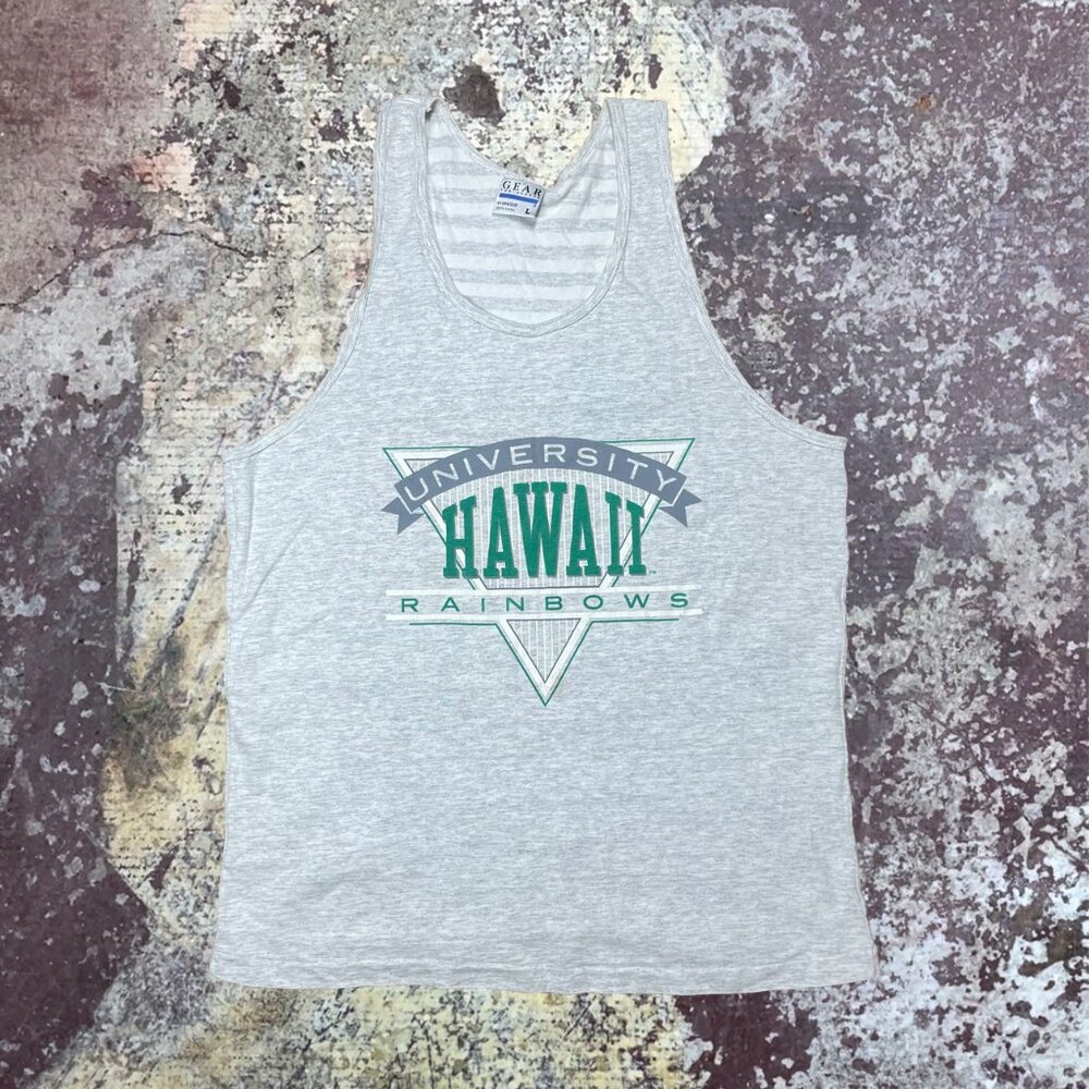 90s University of Hawaii Rainbows Vintage Collegiate Grey Tanktop Large